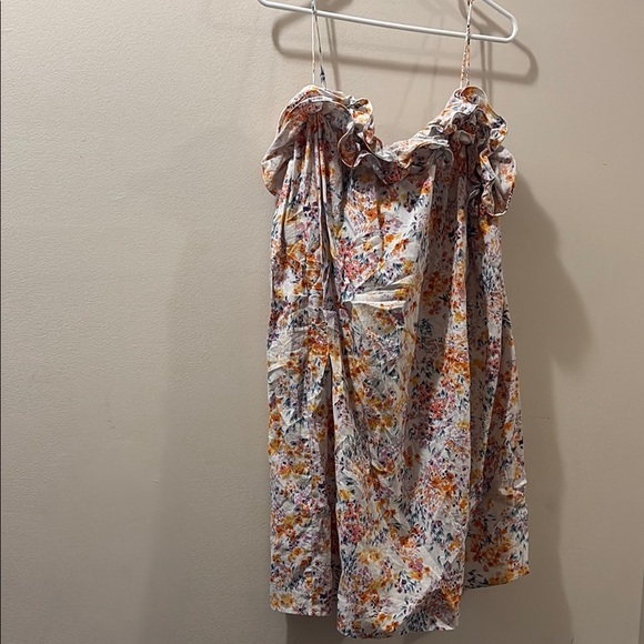 H&M Multicolor Floral shift Dress - size large- linen/ cotton blend - Picture 1 of 7
